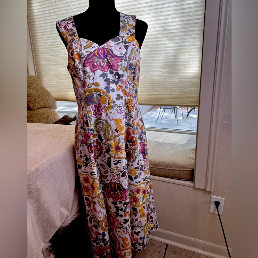 J Peterman Cotton Floral Sundress